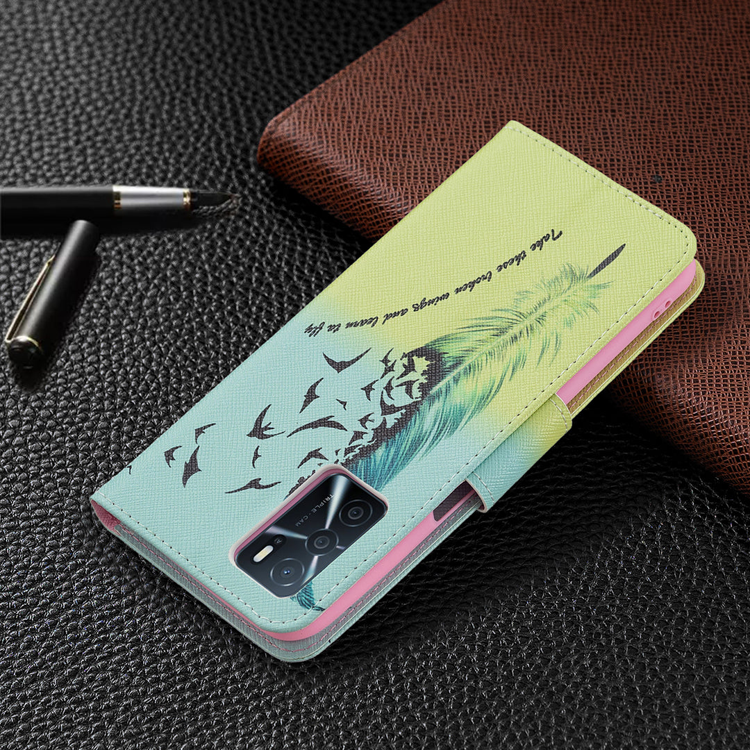 Pattern Printing Premium PU Leather Wallet Stand Flip Protective Cover with Magnetic Closure for Oppo A16/A16s/A54s