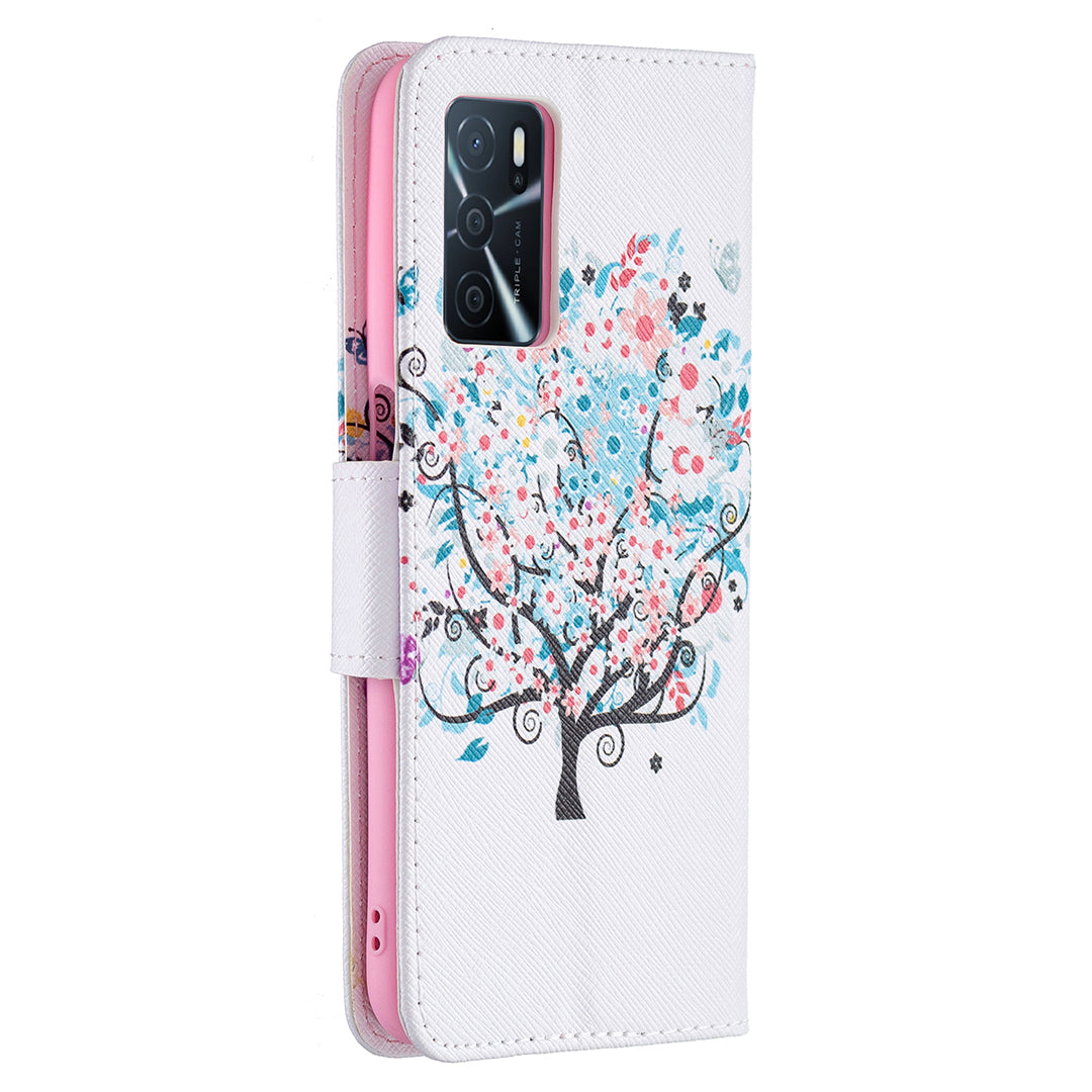 Pattern Printing Premium PU Leather Wallet Stand Flip Protective Cover with Magnetic Closure for Oppo A16/A16s/A54s