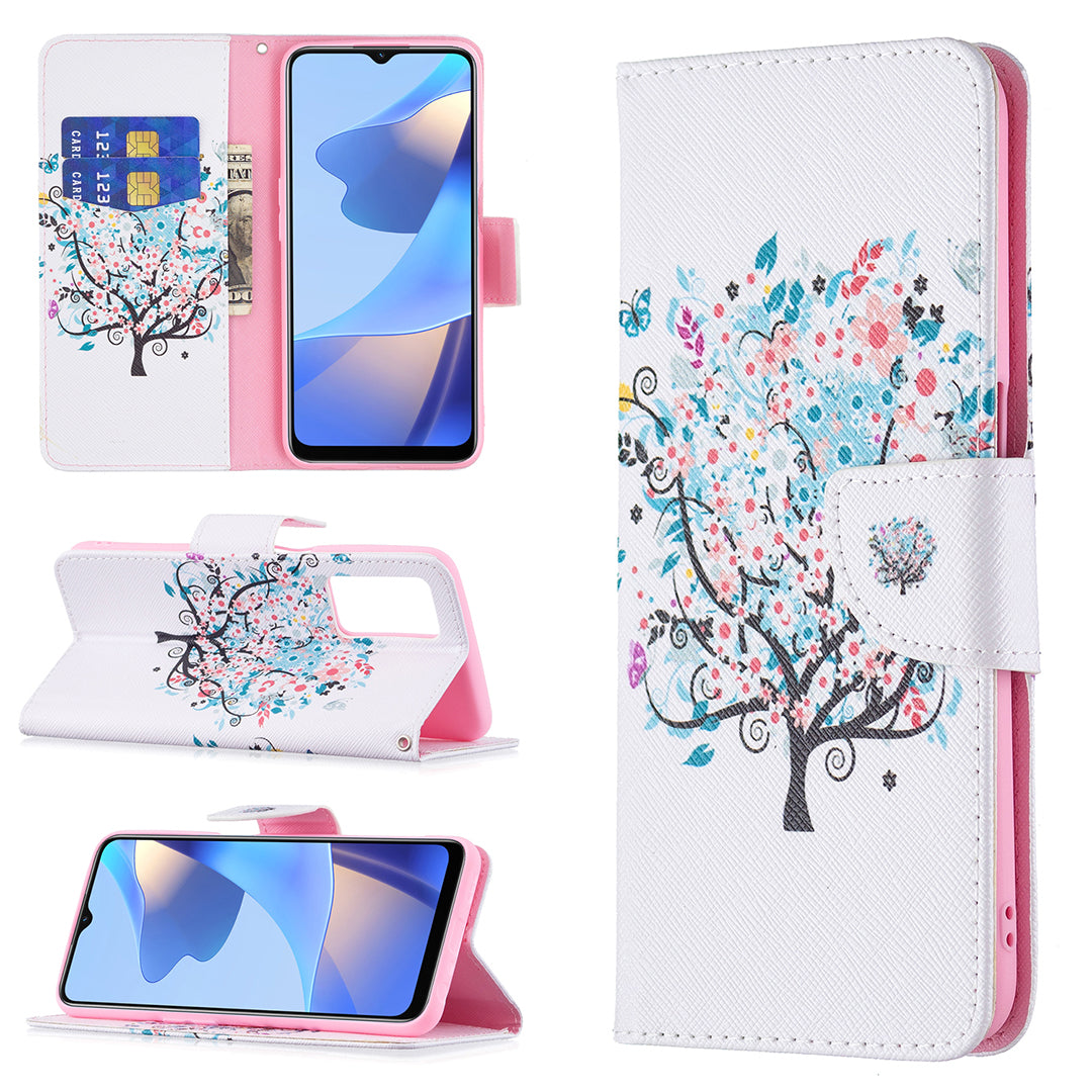 Pattern Printing Premium PU Leather Wallet Stand Flip Protective Cover with Magnetic Closure for Oppo A16/A16s/A54s