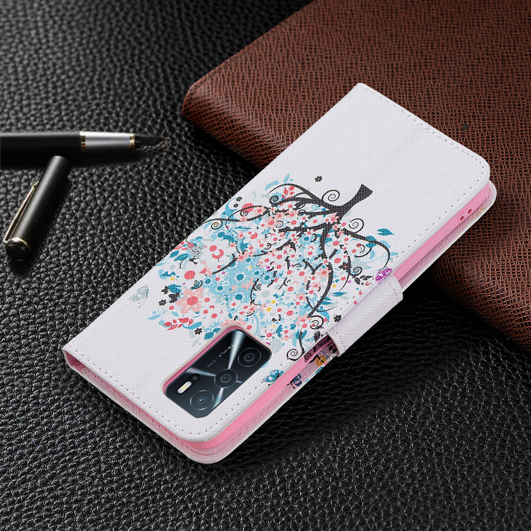 Pattern Printing Premium PU Leather Wallet Stand Flip Protective Cover with Magnetic Closure for Oppo A16/A16s/A54s