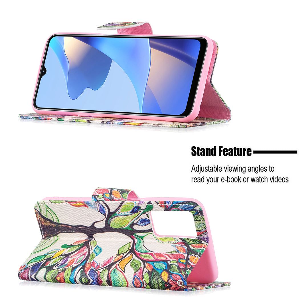 Pattern Printing Premium PU Leather Wallet Stand Flip Protective Cover with Magnetic Closure for Oppo A16/A16s/A54s