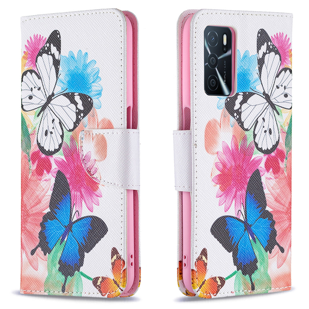 Pattern Printing Premium PU Leather Wallet Stand Flip Protective Cover with Magnetic Closure for Oppo A16/A16s/A54s