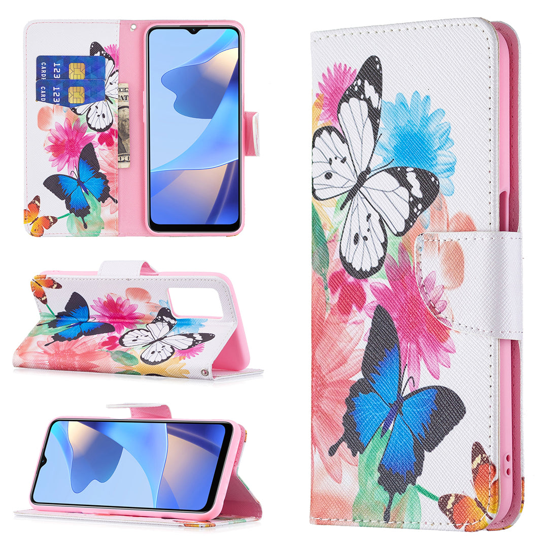 Pattern Printing Premium PU Leather Wallet Stand Flip Protective Cover with Magnetic Closure for Oppo A16/A16s/A54s