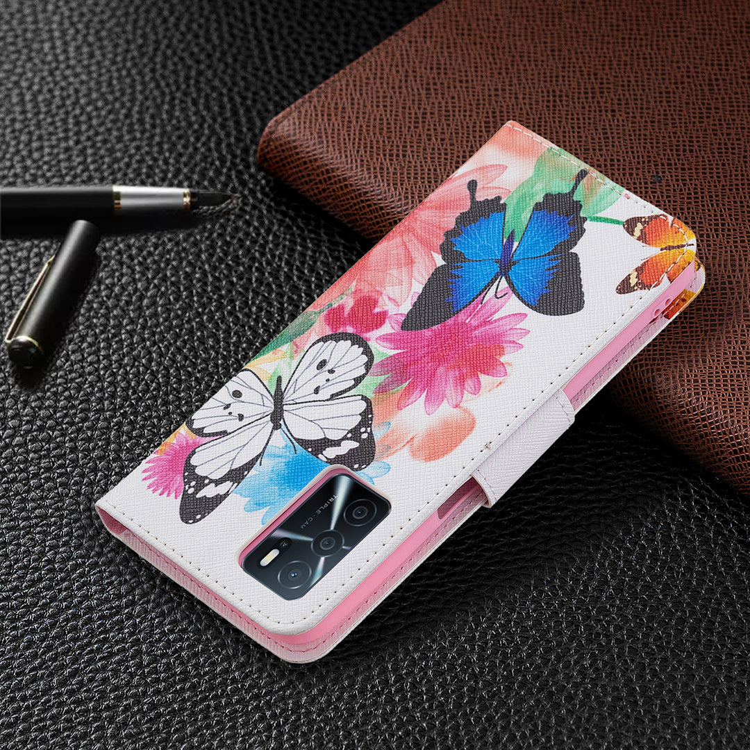 Pattern Printing Premium PU Leather Wallet Stand Flip Protective Cover with Magnetic Closure for Oppo A16/A16s/A54s