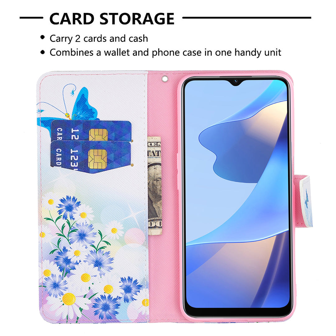 Pattern Printing Premium PU Leather Wallet Stand Flip Protective Cover with Magnetic Closure for Oppo A16/A16s/A54s