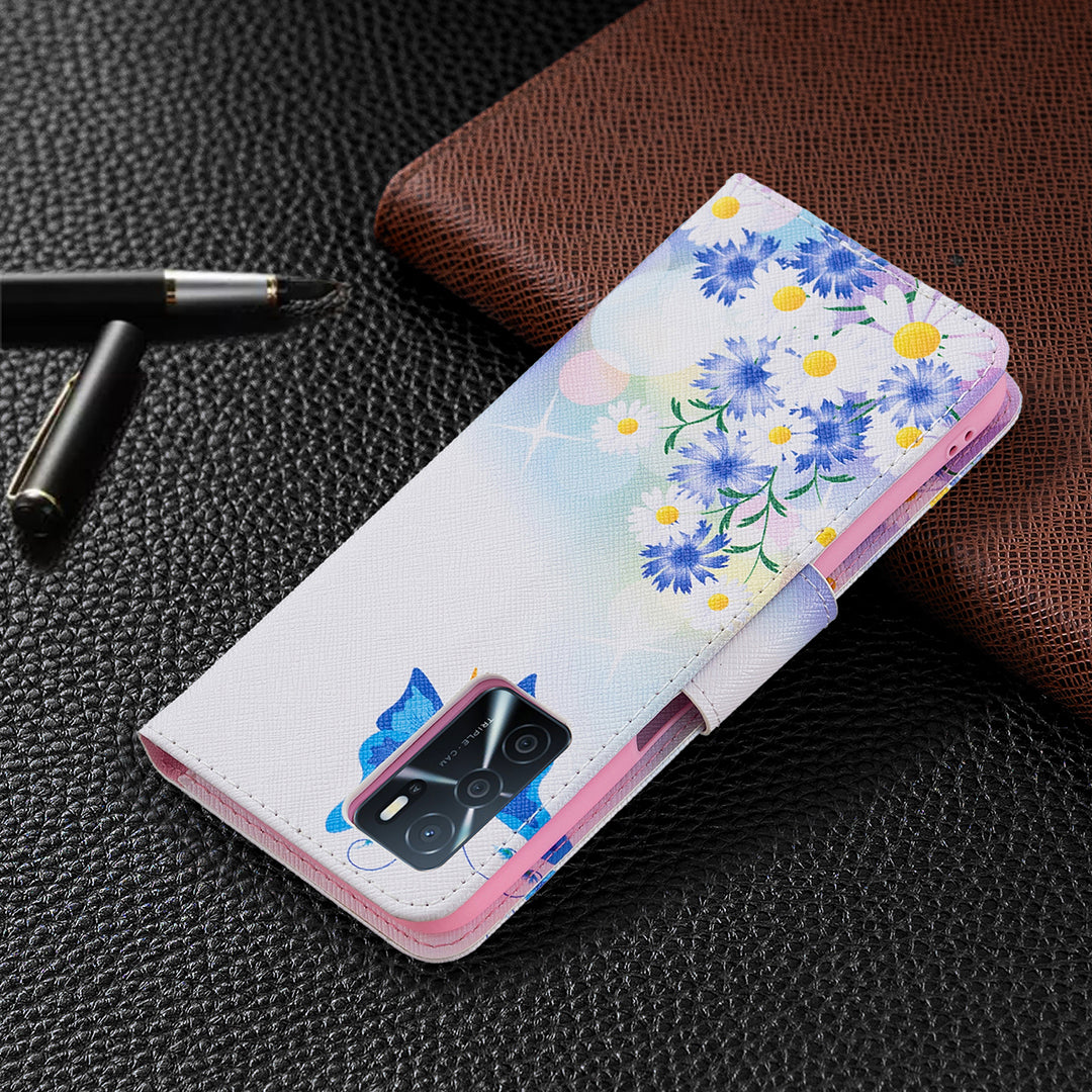 Pattern Printing Premium PU Leather Wallet Stand Flip Protective Cover with Magnetic Closure for Oppo A16/A16s/A54s