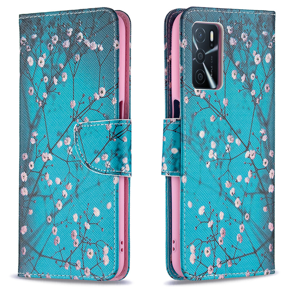 Pattern Printing Premium PU Leather Wallet Stand Flip Protective Cover with Magnetic Closure for Oppo A16/A16s/A54s