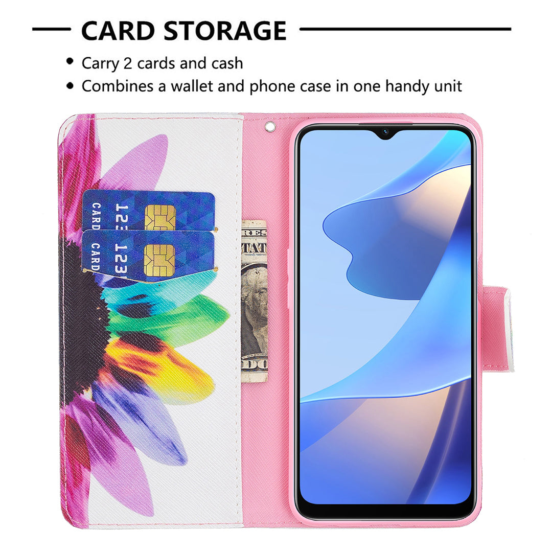 Pattern Printing Premium PU Leather Wallet Stand Flip Protective Cover with Magnetic Closure for Oppo A16/A16s/A54s