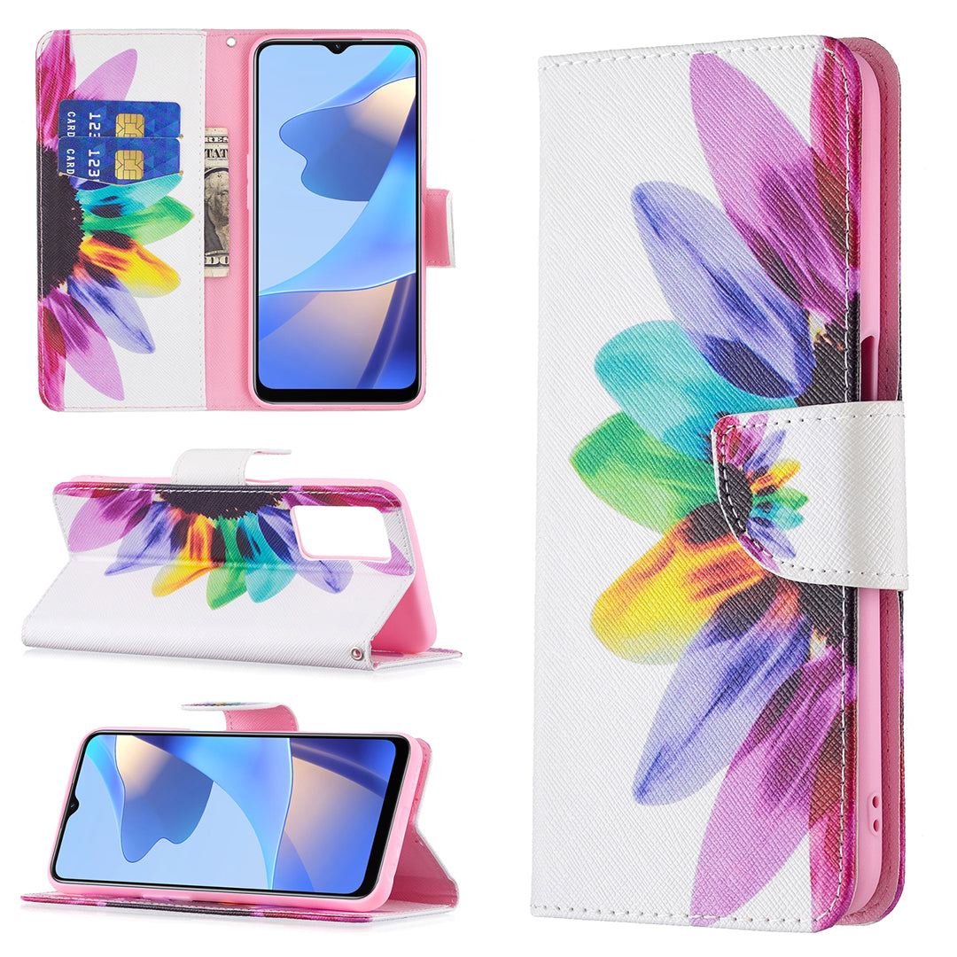 Pattern Printing Premium PU Leather Wallet Stand Flip Protective Cover with Magnetic Closure for Oppo A16/A16s/A54s