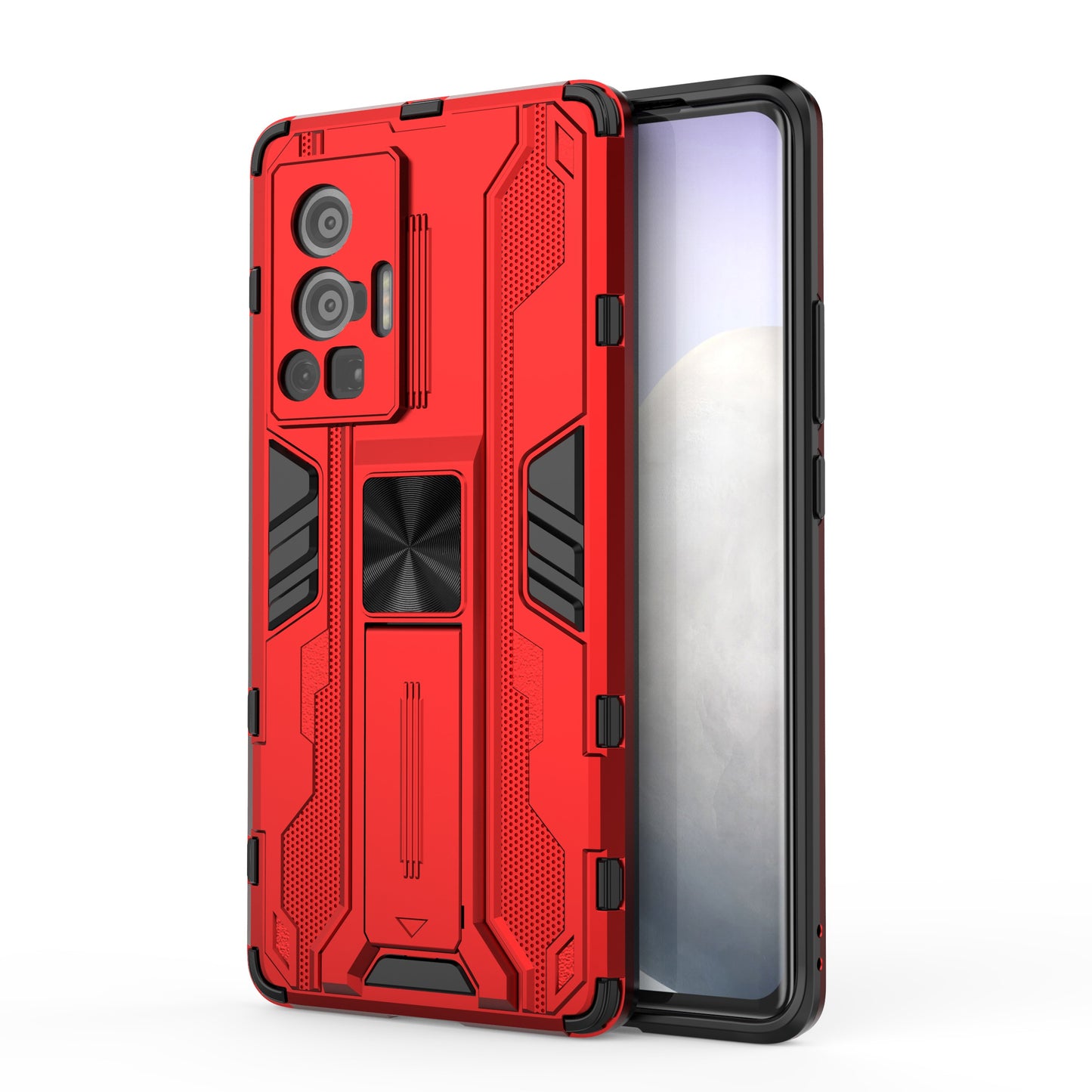 Vertical and Horizontal Kickstand Hard PC + Soft TPU Dual Layer Protection Phone Case for vivo X70 Pro