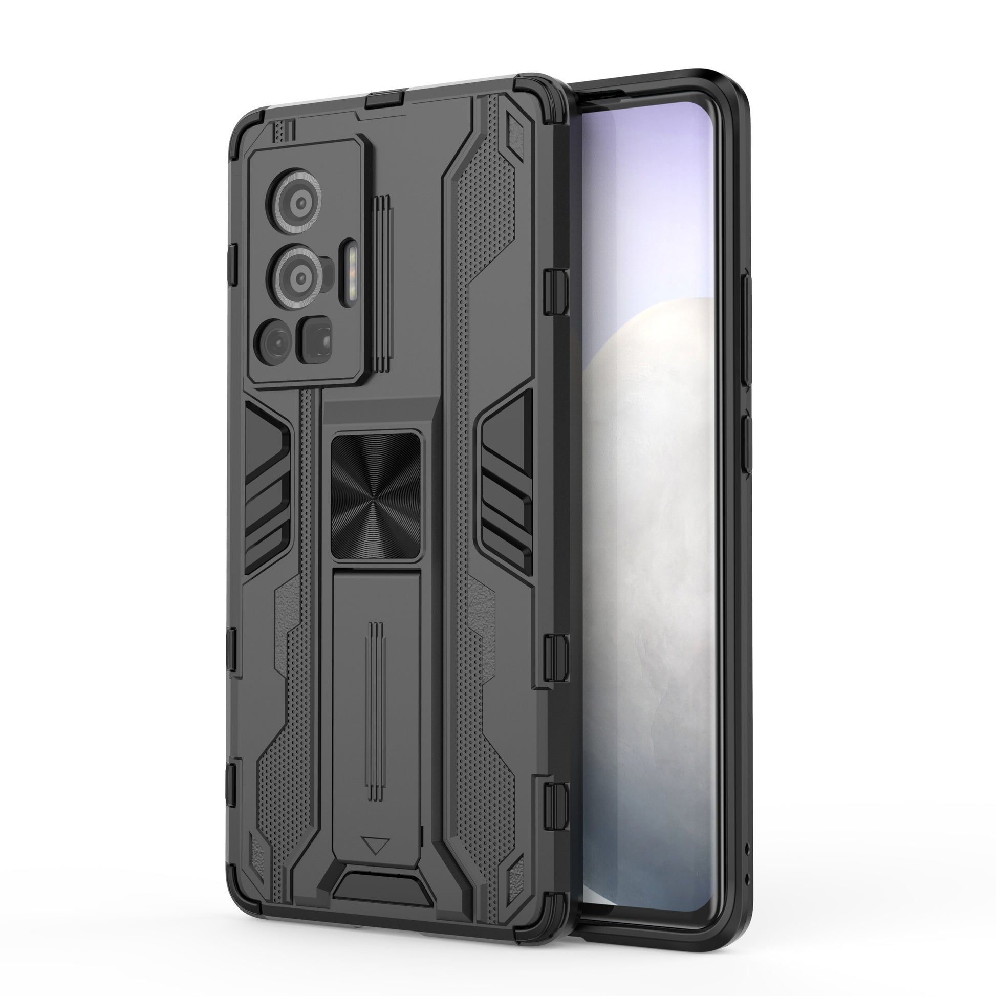 Vertical and Horizontal Kickstand Hard PC + Soft TPU Dual Layer Protection Phone Case for vivo X70 Pro