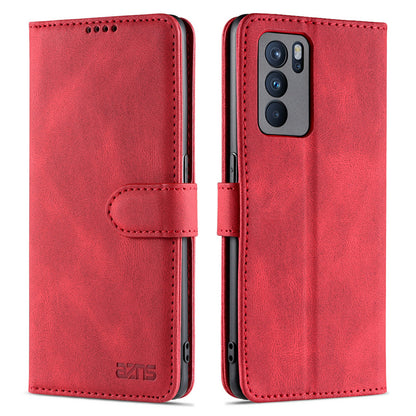 AZNS Fully-Wrapped Soft TPU Inner Shell + Leather Phone Cover Case for Oppo Reno6 5G