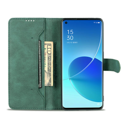 AZNS Fully-Wrapped Soft TPU Inner Shell + Leather Phone Cover Case for Oppo Reno6 5G