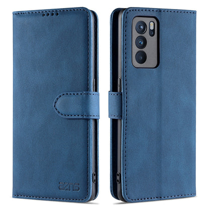 AZNS Fully-Wrapped Soft TPU Inner Shell + Leather Phone Cover Case for Oppo Reno6 5G