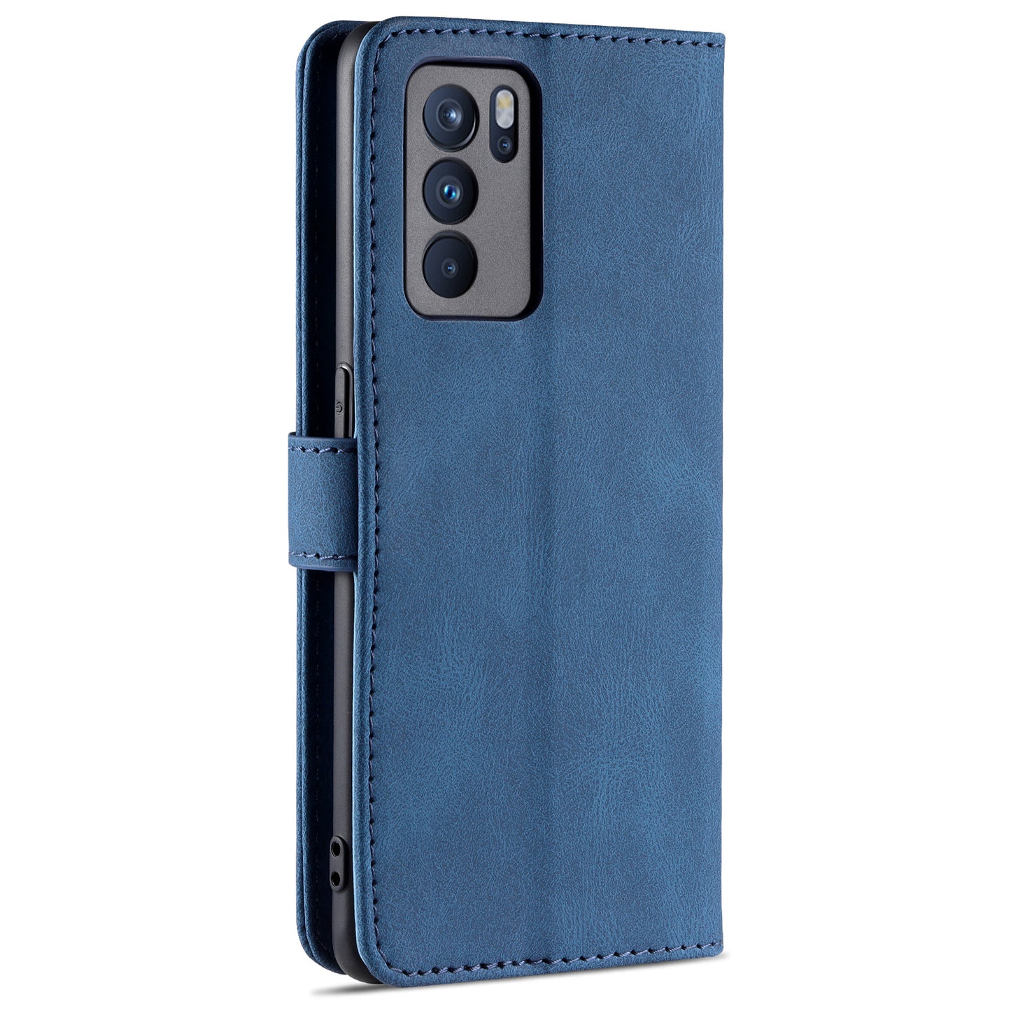 AZNS Fully-Wrapped Soft TPU Inner Shell + Leather Phone Cover Case for Oppo Reno6 5G