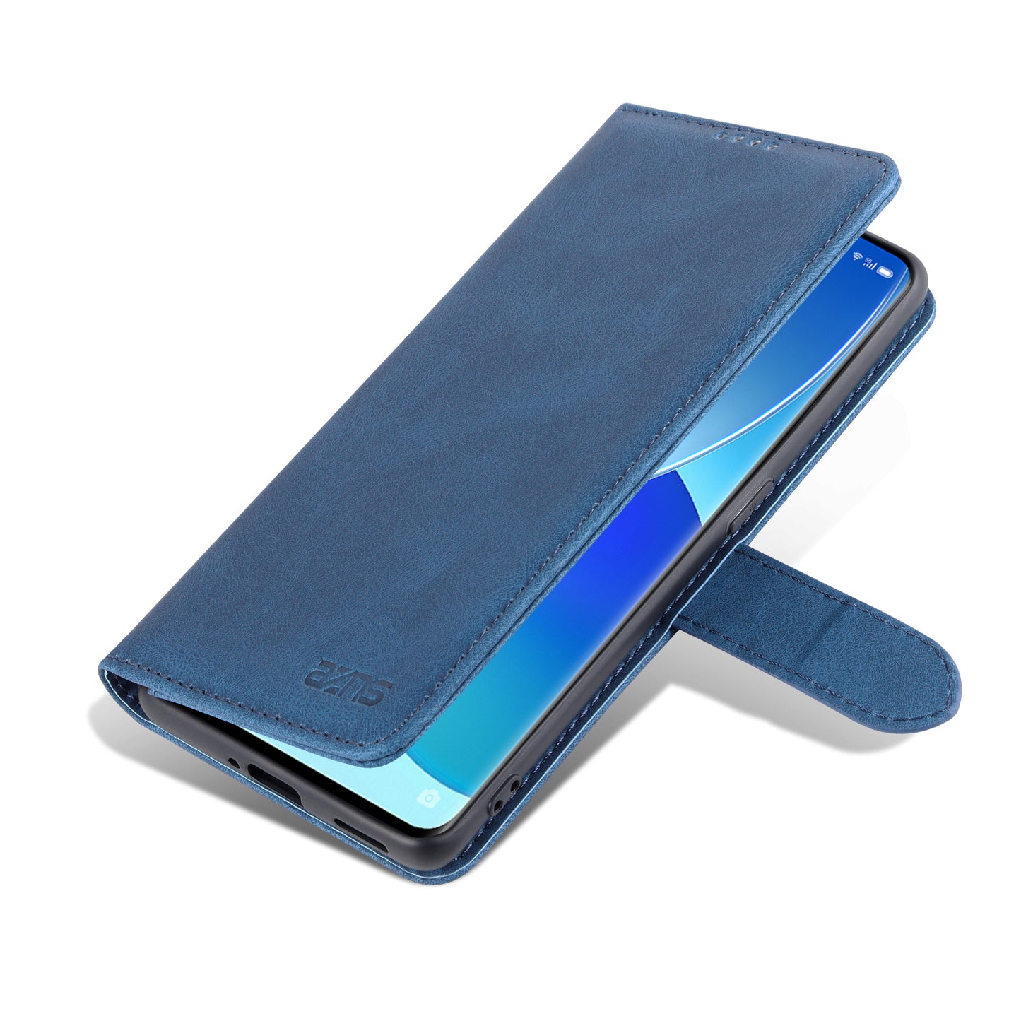 AZNS Fully-Wrapped Soft TPU Inner Shell + Leather Phone Cover Case for Oppo Reno6 5G