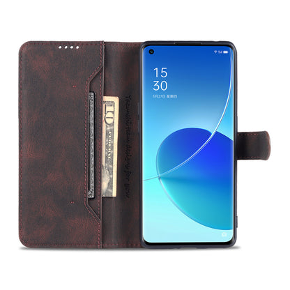 AZNS Fully-Wrapped Soft TPU Inner Shell + Leather Phone Cover Case for Oppo Reno6 5G