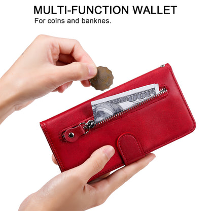 Fashionable Flip Phone Case Zipper Pocket Design Wallet PU Leather Phone Cover for Oppo F19 / A74 4G