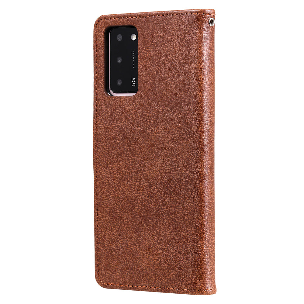 KT Leather Series-2 Shockproof Folio Flip PU Leather Wallet Case with Stand and Strap for Oppo A55 5G / A54 4G / A16 4G / Realme V11 5G