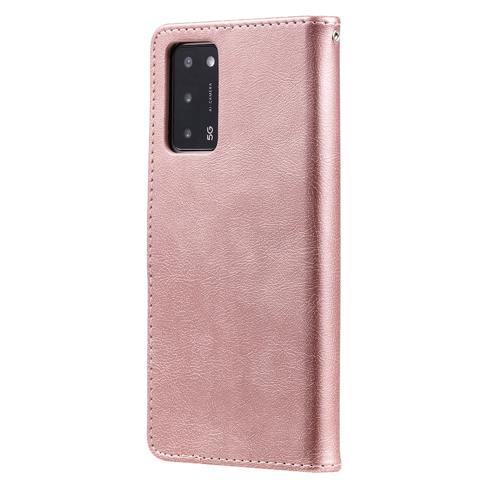 KT Leather Series-2 Shockproof Folio Flip PU Leather Wallet Case with Stand and Strap for Oppo A55 5G / A54 4G / A16 4G / Realme V11 5G