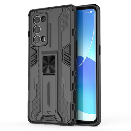 Kickstand Design Hard PC Back + Soft TPU Bumper Bumper Drop Proof Protective Case for Oppo Reno6 Pro+ 5G