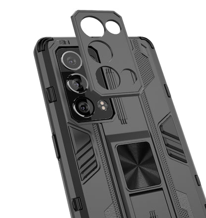 Kickstand Design Hard PC Back + Soft TPU Bumper Bumper Drop Proof Protective Case for Oppo Reno6 Pro+ 5G