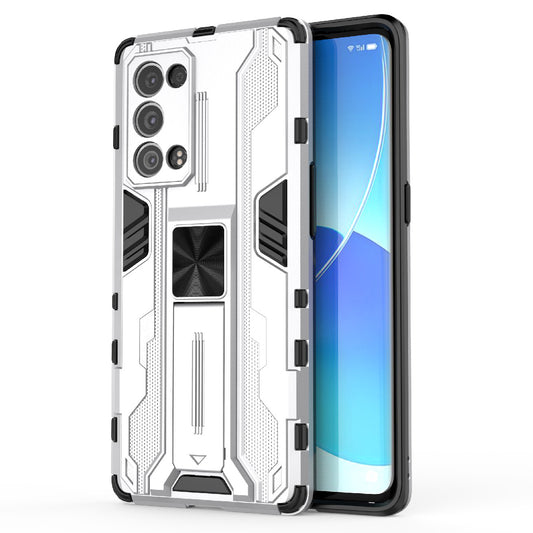 Kickstand Design Hard PC Back + Soft TPU Bumper Bumper Drop Proof Protective Case for Oppo Reno6 Pro+ 5G