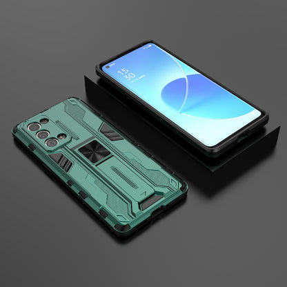 Kickstand Design Hard PC Back + Soft TPU Bumper Bumper Drop Proof Protective Case for Oppo Reno6 Pro+ 5G