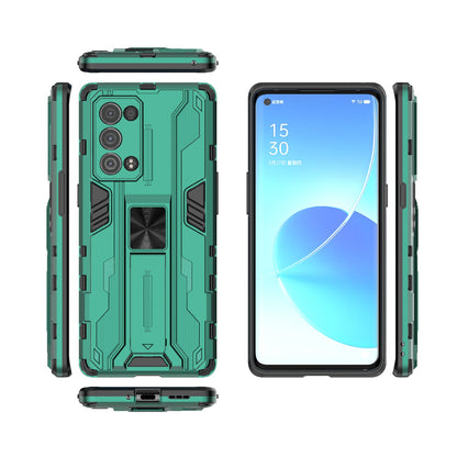 Kickstand Design Hard PC Back + Soft TPU Bumper Bumper Drop Proof Protective Case for Oppo Reno6 Pro+ 5G