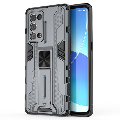 Kickstand Design Hard PC Back + Soft TPU Bumper Bumper Drop Proof Protective Case for Oppo Reno6 Pro+ 5G