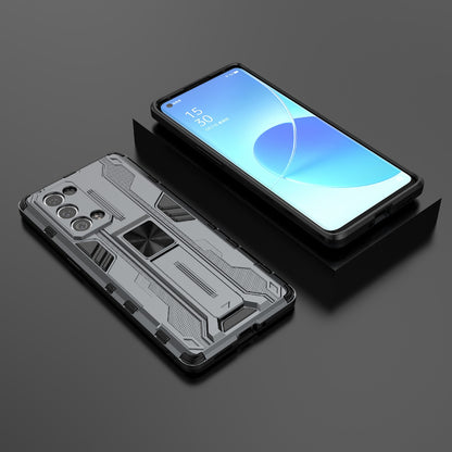 Kickstand Design Hard PC Back + Soft TPU Bumper Bumper Drop Proof Protective Case for Oppo Reno6 Pro+ 5G