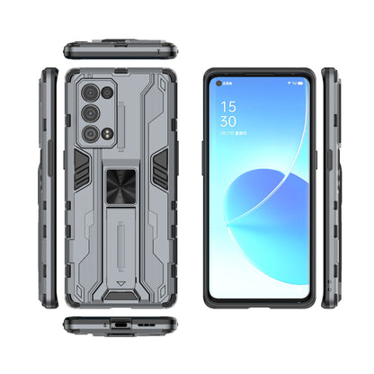 Kickstand Design Hard PC Back + Soft TPU Bumper Bumper Drop Proof Protective Case for Oppo Reno6 Pro+ 5G