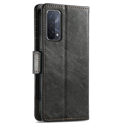 CASENEO 002 Series Business Style Folio Flip Dual Magnetic Clasp Splicing Leather Mobile Phone Case for OPPO A54 5G/A74 5G/A93 5G