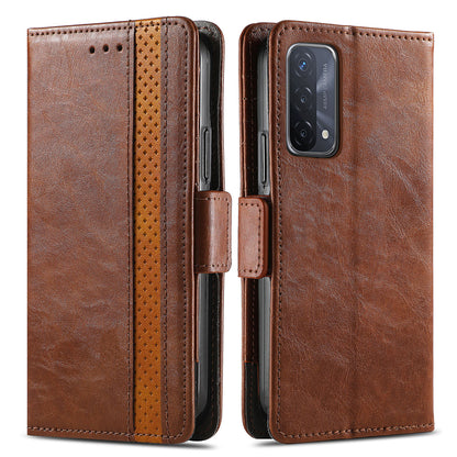 CASENEO 002 Series Business Style Folio Flip Dual Magnetic Clasp Splicing Leather Mobile Phone Case for OPPO A54 5G/A74 5G/A93 5G