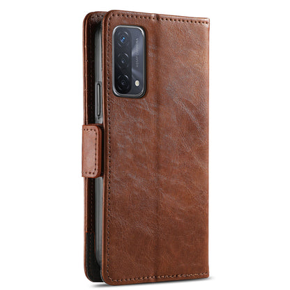 CASENEO 002 Series Business Style Folio Flip Dual Magnetic Clasp Splicing Leather Mobile Phone Case for OPPO A54 5G/A74 5G/A93 5G