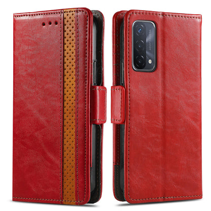 CASENEO 002 Series Business Style Folio Flip Dual Magnetic Clasp Splicing Leather Mobile Phone Case for OPPO A54 5G/A74 5G/A93 5G