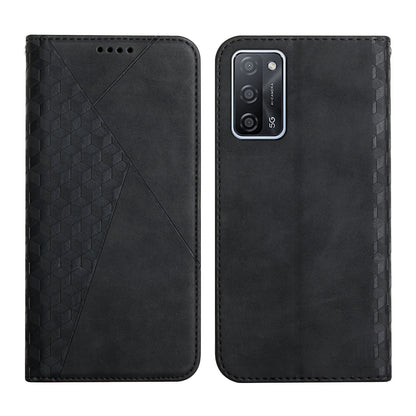 Rhombus Pattern Skin-touch Feel Magnetic Absorption Leather Protective Phone Cover Case for Oppo A16/A16s/A54s/A55 5G/A53s 5G