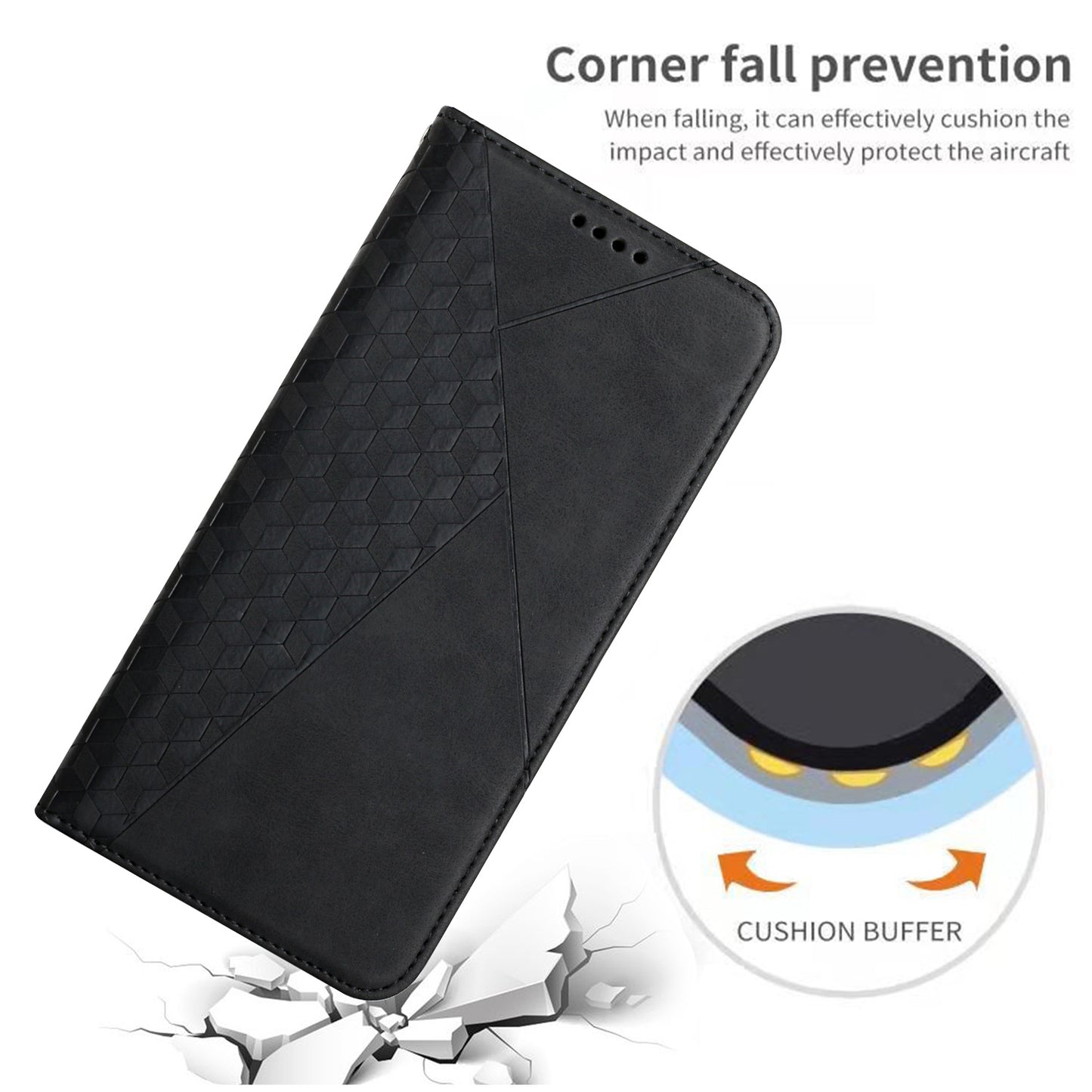 Rhombus Pattern Skin-touch Feel Magnetic Absorption Leather Protective Phone Cover Case for Oppo A16/A16s/A54s/A55 5G/A53s 5G