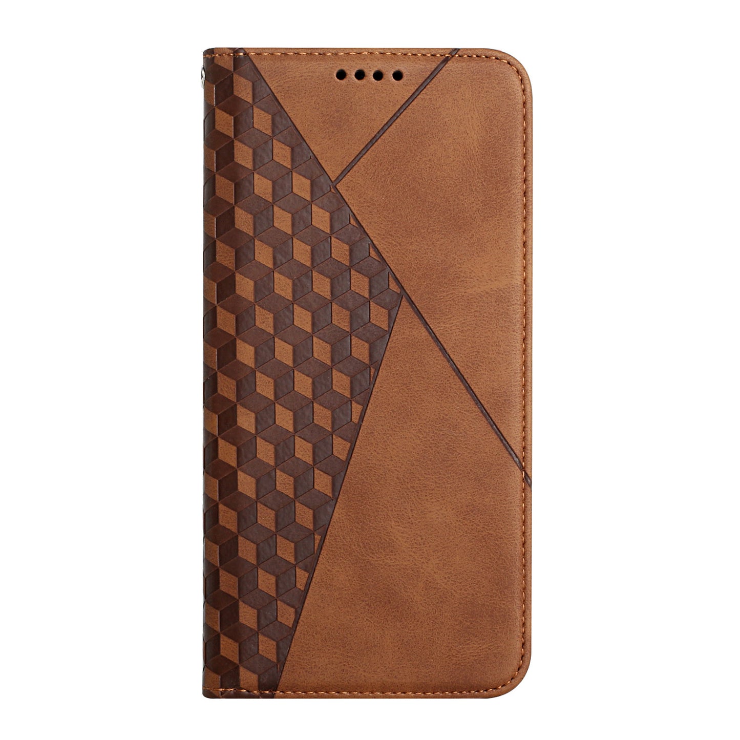 Rhombus Pattern Skin-touch Feel Magnetic Absorption Leather Protective Phone Cover Case for Oppo A16/A16s/A54s/A55 5G/A53s 5G