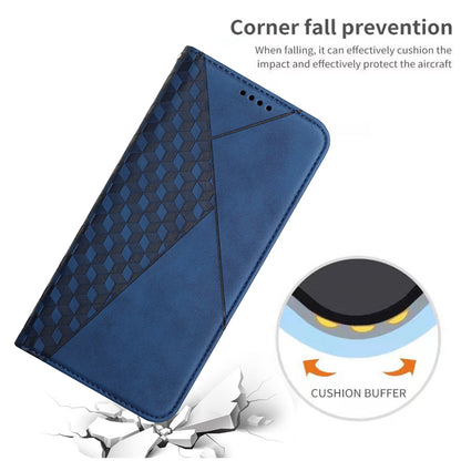 Rhombus Pattern Skin-touch Feel Magnetic Absorption Leather Protective Phone Cover Case for Oppo A16/A16s/A54s/A55 5G/A53s 5G