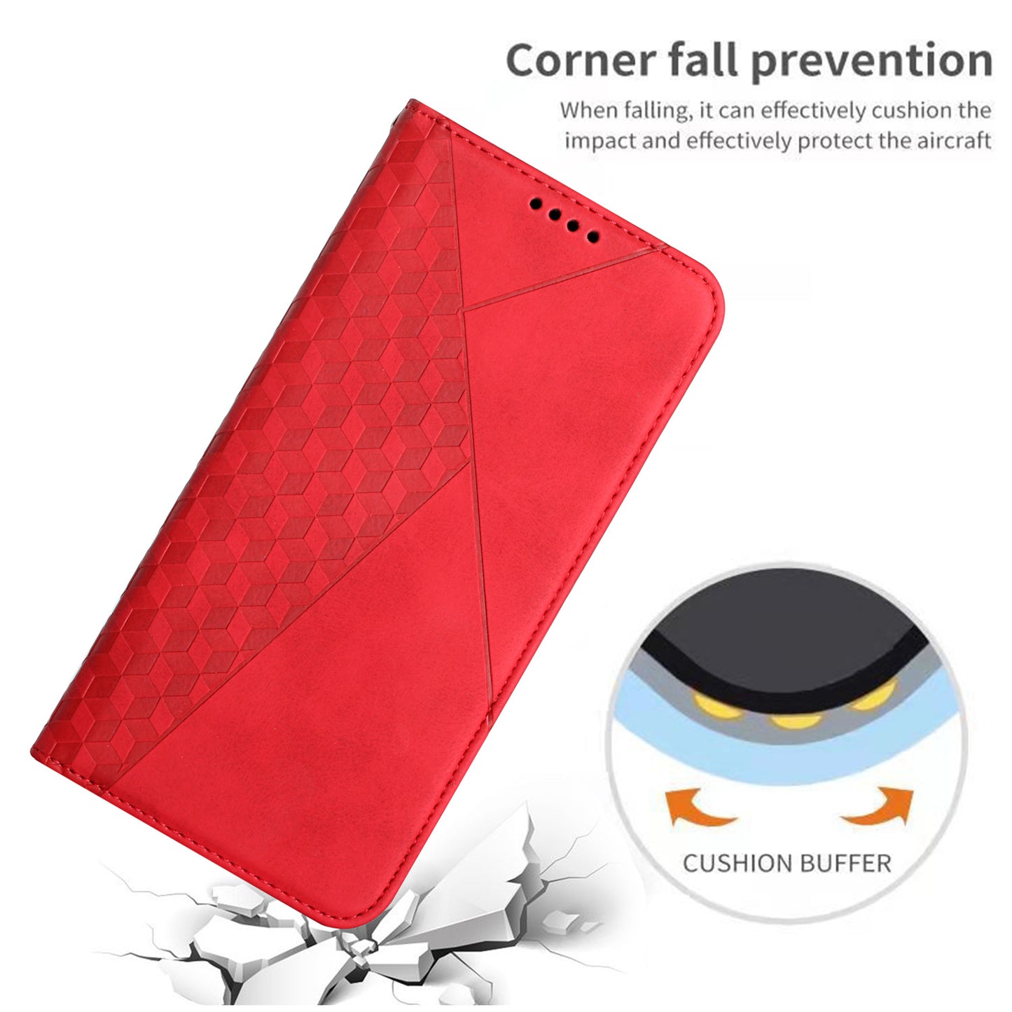 Rhombus Pattern Skin-touch Feel Magnetic Absorption Leather Protective Phone Cover Case for Oppo A16/A16s/A54s/A55 5G/A53s 5G