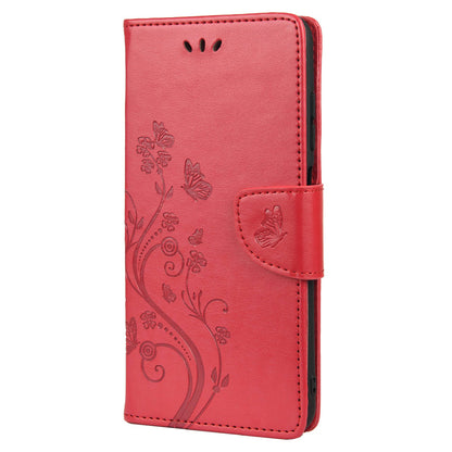 Butterfly Flower Imprinted Leather Wallet Stand Full Protection Phone Case Cover with Lanyard for Oppo Reno6 5G