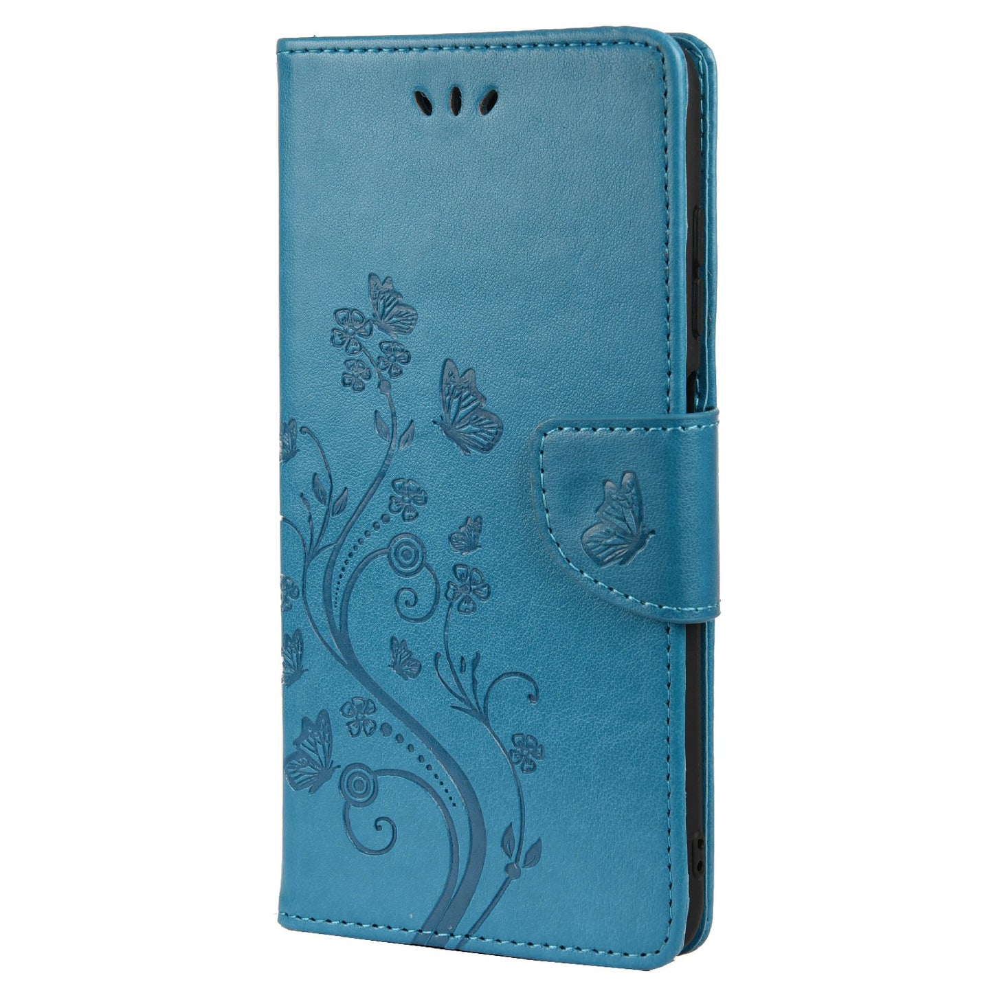 Butterfly Flower Imprinted Leather Wallet Stand Full Protection Phone Case Cover with Lanyard for Oppo Reno6 5G