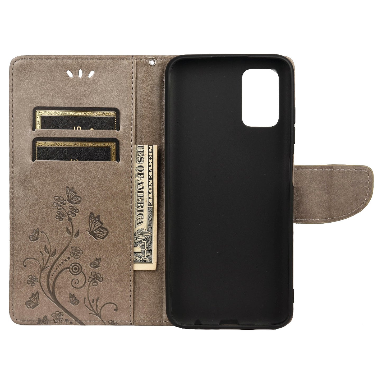 Butterfly Flower Imprinted Leather Wallet Stand Full Protection Phone Case Cover with Lanyard for Oppo Reno6 5G