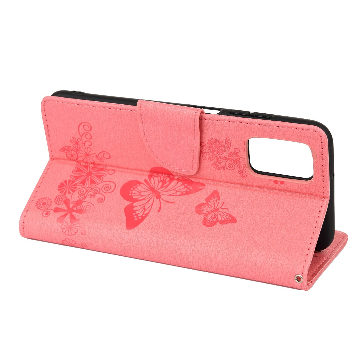 Imprinted Butterflies Flower Leather Wallet Stand Phone Protective Case Shell for Oppo Reno6 5G