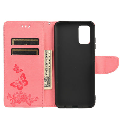 Imprinted Butterflies Flower Leather Wallet Stand Phone Protective Case Shell for Oppo Reno6 5G