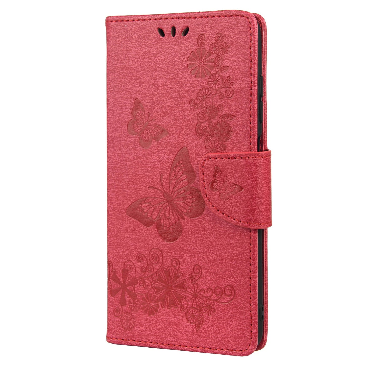 Imprinted Butterflies Flower Leather Wallet Stand Phone Protective Case Shell for Oppo Reno6 5G