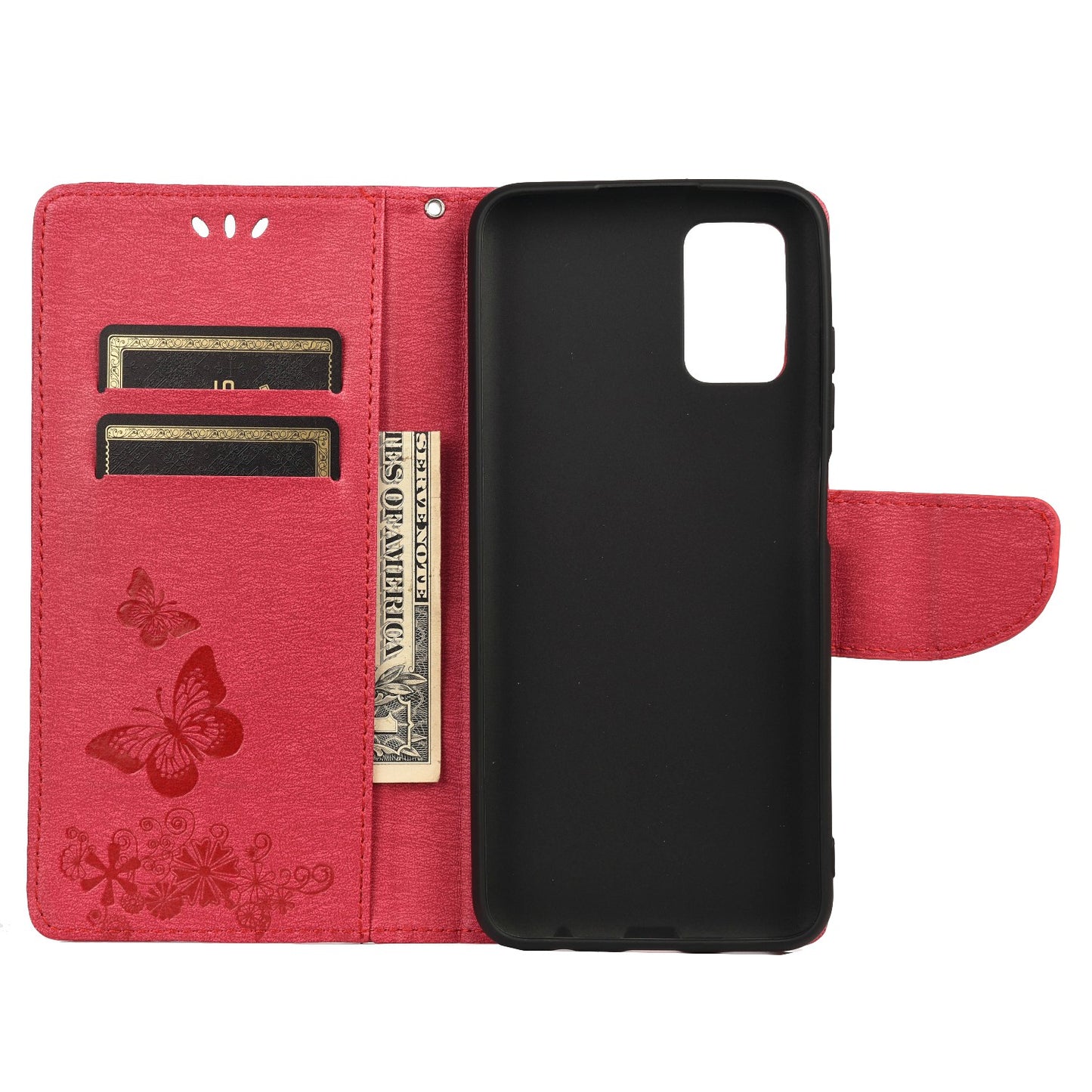 Imprinted Butterflies Flower Leather Wallet Stand Phone Protective Case Shell for Oppo Reno6 5G