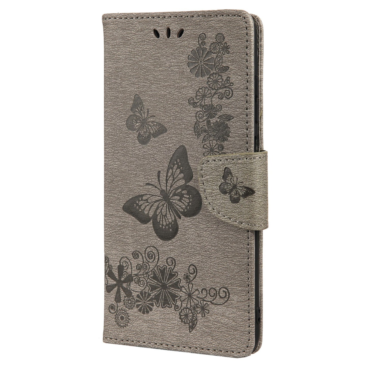 Imprinted Butterflies Flower Leather Wallet Stand Phone Protective Case Shell for Oppo Reno6 5G