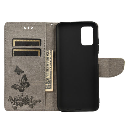 Imprinted Butterflies Flower Leather Wallet Stand Phone Protective Case Shell for Oppo Reno6 5G